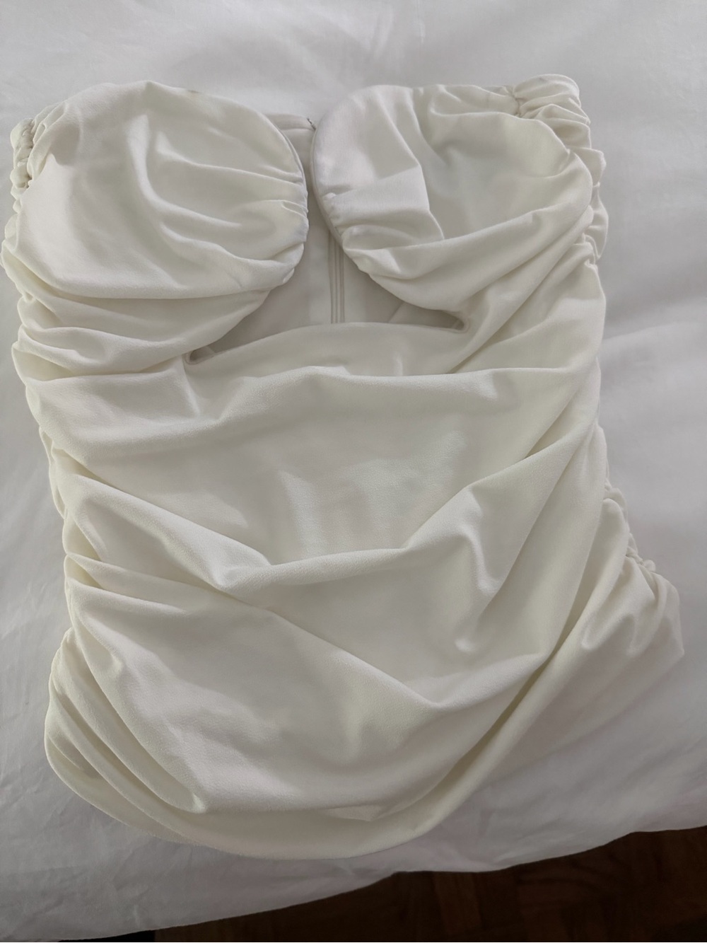Pixie Market Ivory Ruched Strapless Dress Top